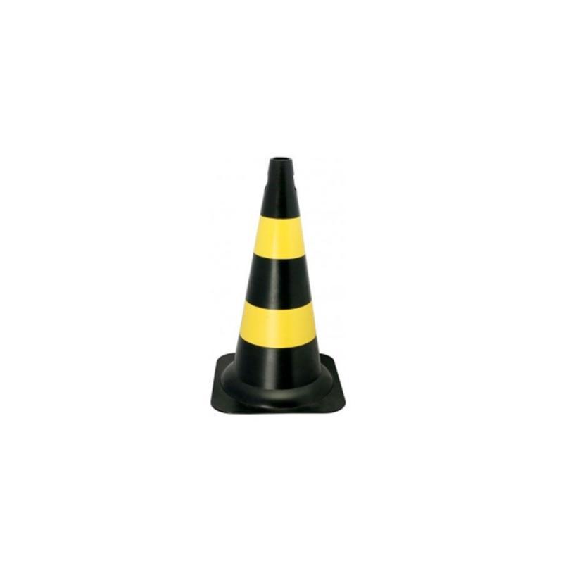 Cone Sinalização 50 cm Preto e Amarelo