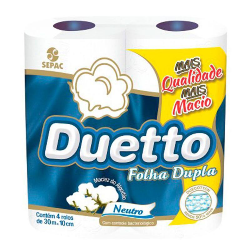 Papel Higiênico Duetto Folha Dupla 30mt x 4uni