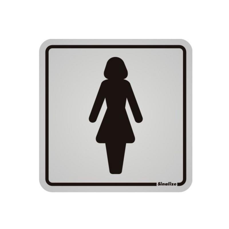 Placa de Aviso Banheiro Feminino Alumínio 12 x 12 cm