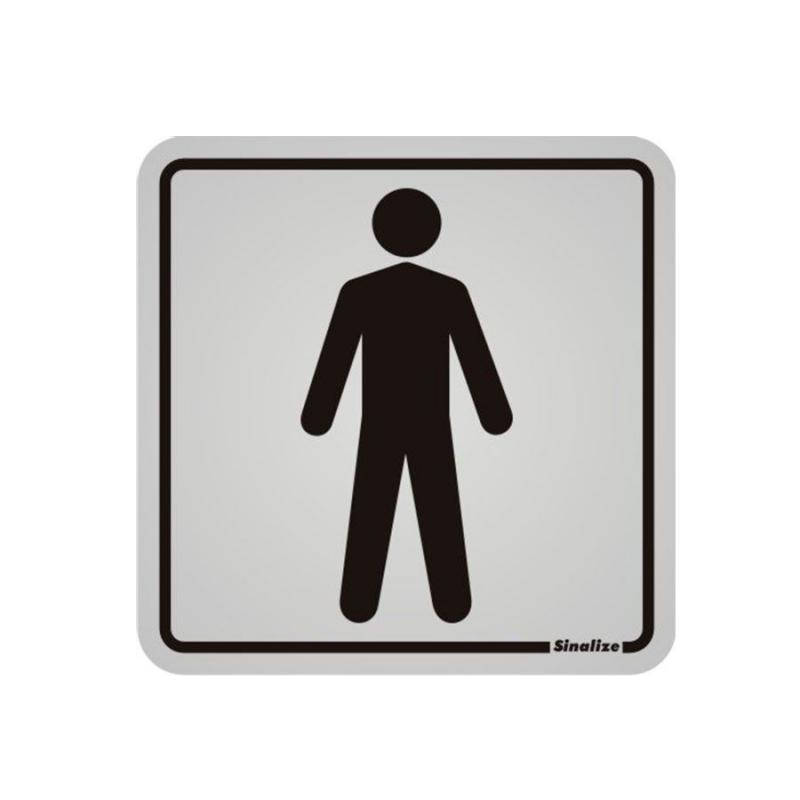 Placa de Aviso Banheiro Masculino Alumínio 12 x 12 cm