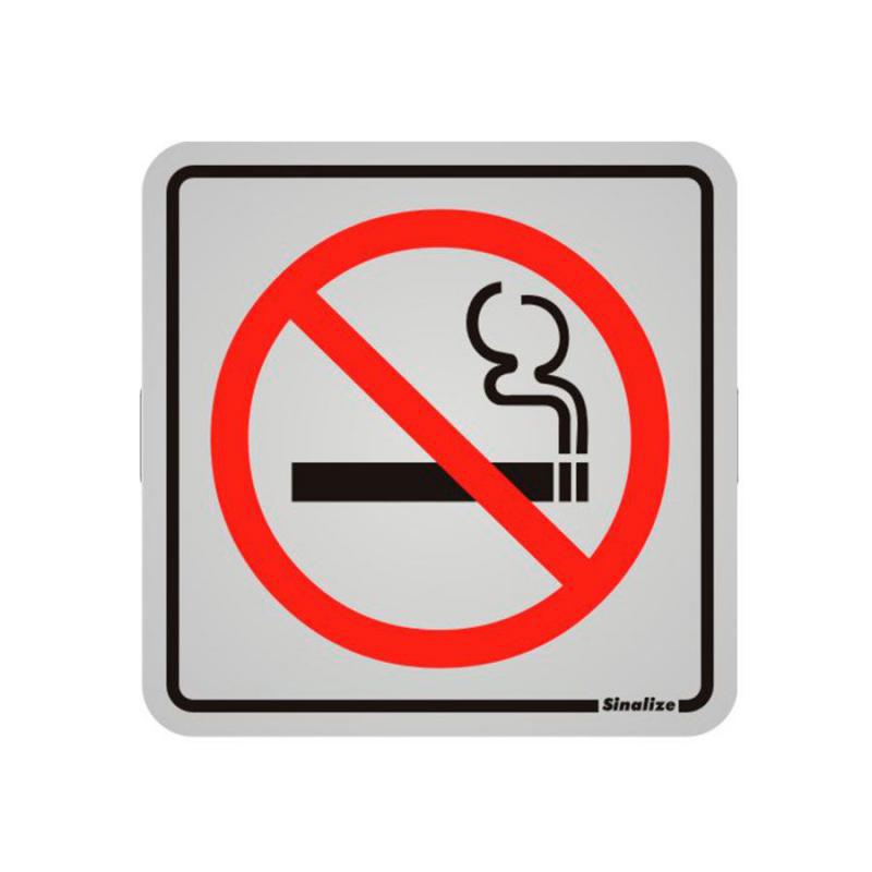 Placa de Aviso Proibido Fumar Alumínio 12 x 12 cm