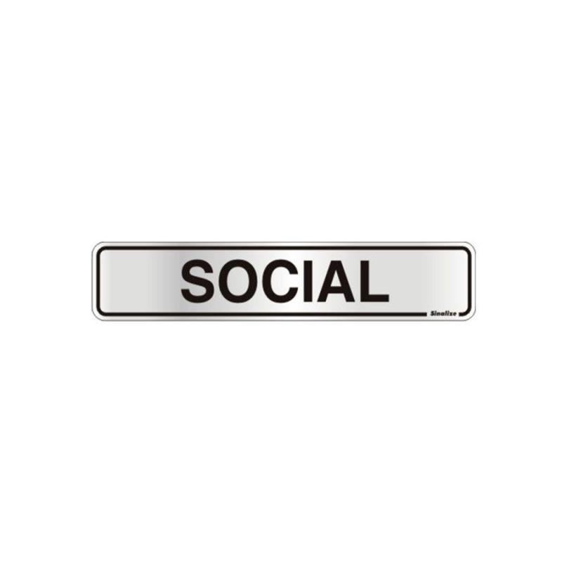 Placa de Aviso Social Alumínio 5 x 25 cm