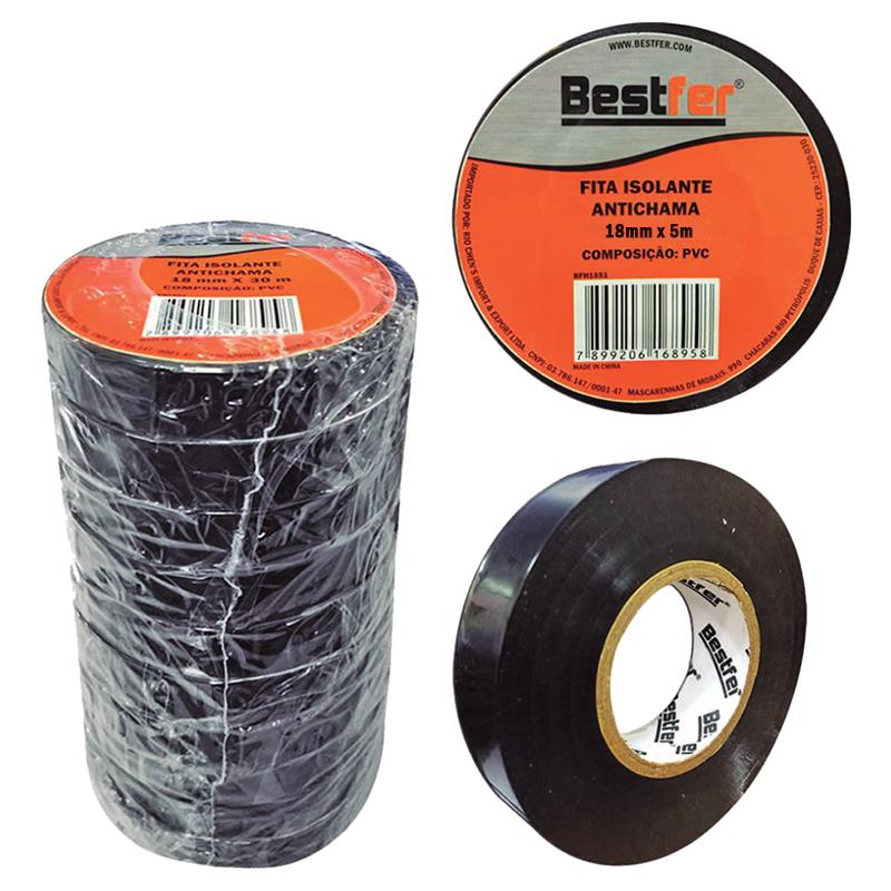 FITA ISOLANTE PRETA 18 MM X 5 M BESTFER